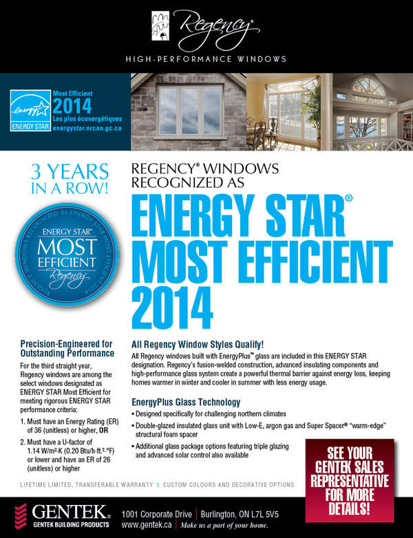 Gentek Regency Window Most Efficient 2014